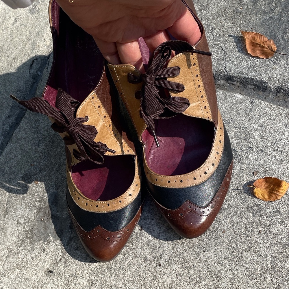 Women’s Vintage Jeffrey Campbell Brown and Black Oxford heeled leather Shoes